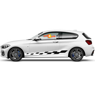 2 x decalcomanie in vinile adesivi grafici laterali BMW Serie 1 2015 rettangoli del pannello bilanciere con bandiera a scacchi

