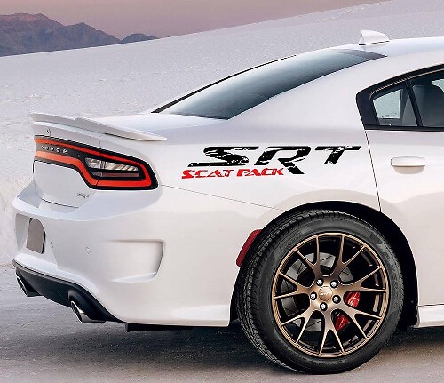 Adesivo laterale in vinile SRT Scat Pack in stile consumato per Dodge Charger o Challenger
