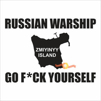 Nave da guerra russa, vai a farti fottere slogan ucraino Snake Island
