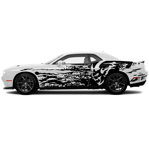 Adesivo Vinile Laterale con Logo Demon Stile Grunge per Dodge Challenger