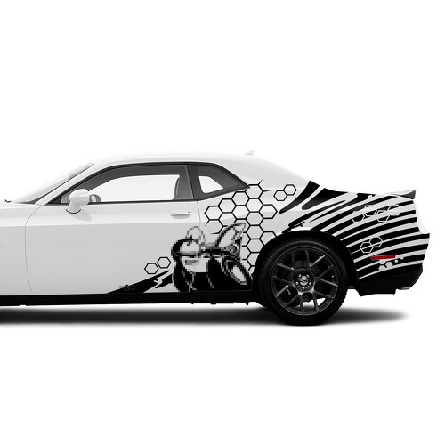 Adesivo in Vinile Stile Nido d'Ape per il Fianco del Letto per Dodge Challenger