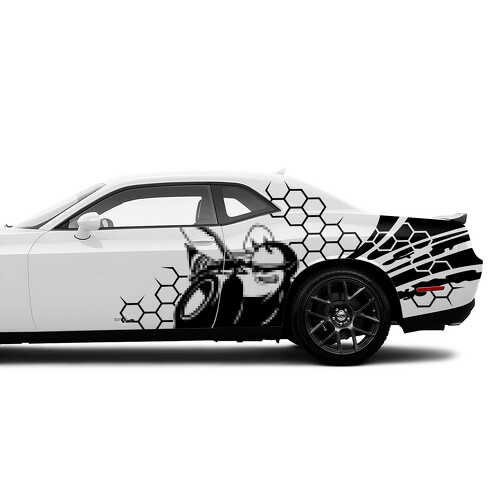 Adesivo Vinile Laterale con Grafica Super Bee & Nido d'Ape per Dodge Challenger