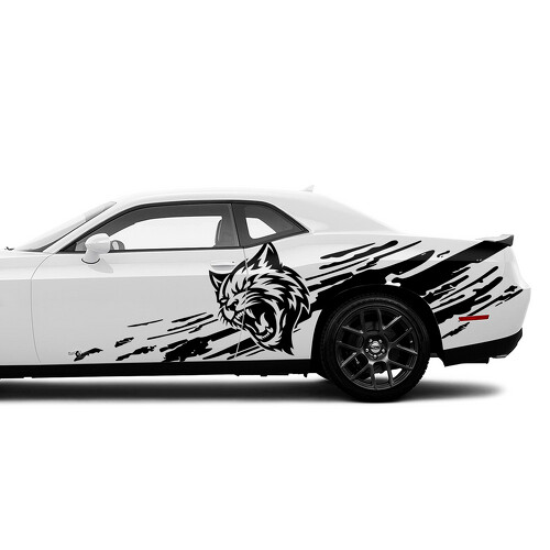 Adesivo Laterale in Vinile con Spruzzi di Fango e Logo Wildcat per Dodge Challenger