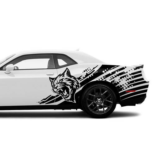 Adesivo in Vinile con Logo Wildcat a Puntini e Strisce per Porta Dodge Challenger
