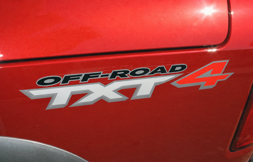 Adesivo in vinile personalizzato TXT4 Off Road con scritta inclinata per fiancata per Dodge Dakota