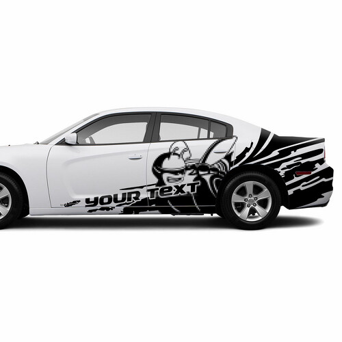 Adesivo in Vinile Laterale con Schizzi di Fango e Testo Personalizzato per Dodge Challenger