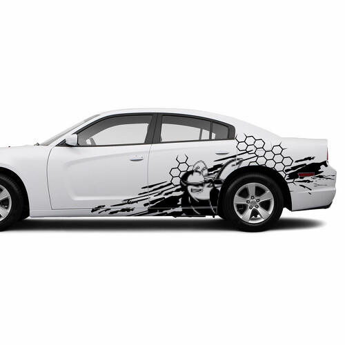 Adesivo in Vinile Laterale a Nido d'Ape e Spruzzi di Fango per Dodge Challenger
