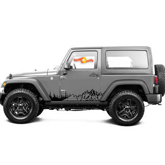 2 New Jeep Decal Sticker mud Rocker Panel Mountains Forest porta laterale grafica Wrangler Door
