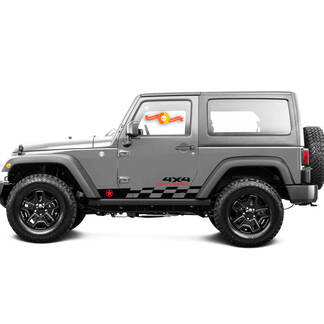 2 New JEEP Decal Sticker Two Colors Army Star Rocker Panel 4x4 off-road Bandiera a scacchi grafica Wrangler
