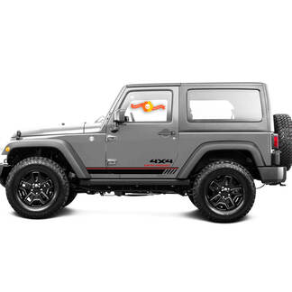 2 New JEEP Decal Sticker Two Colors Army Star Rocker Panel 4x4 off-road Red-line grafica decalcomanie Wrangler
