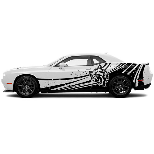 Adesivo in vinile effetto grunge Hellcat Destroyed per porta laterale Dodge Challenger