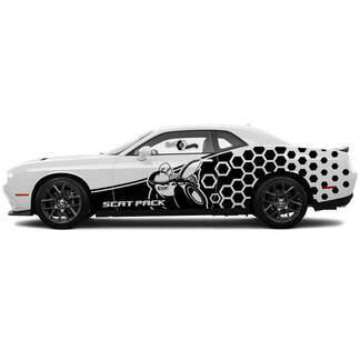 Coppia New Dodge Сharger o Challenger SRT Scat Pack Honeycomb Door Side Grunge Decalcomanie Grafica in vinile Esagono
