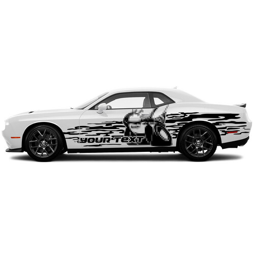 Adesivi in Vinile Decalcomanie Lato Porta Nuove Distrutte Effetto Grunge per Dodge Charger Challenger 11251