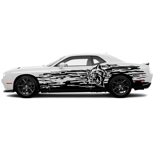 Adesivo Vinile Laterale Porta Graffi Grunge Hellcat per Dodge Challenger