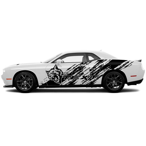 Adesivo Vinile Diagonale Stile Grunge per Porta Hellcat per Dodge Challenger