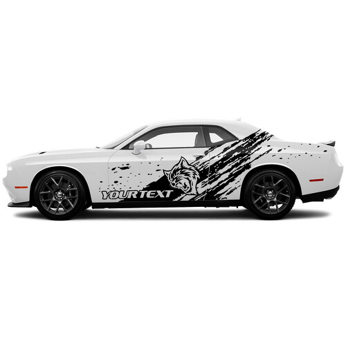 Adesivo Vinile Personalizzato con Scratches Testo Hellcat per Porta Laterale Dodge Challenger