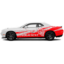 Adesivo in vinile laterale stile consumato con testo Wildcat e personalizzato per Dodge Challenger_3