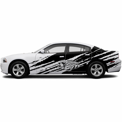 Adesivo Vinile Laterale Stile Distrutto Super Bee per Dodge Charger