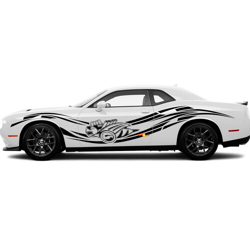 Adesivo in Vinile Laterale con Super Bee e Strisce Curvate per Dodge Charger