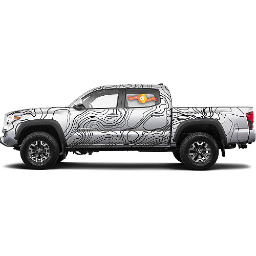 Adesivo in Vinile a Corpo Intero con Grafica Mappa Topografica per Toyota Tacoma