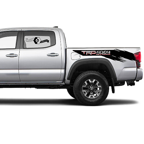 2 Adesivi in Vinile TRD 4x4 Off-Road a Spruzzo Laterale Letto per Toyota Tacoma
