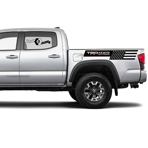 Adesivo in vinile con bandiera USA TRD 4x4 Off-Road per fiancata Toyota Tacoma