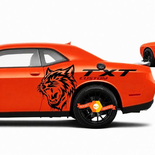 TXT CUSTOM Cat Drip Graphic — Adesivo in vinile (fiancata) per Dodge Challenger SRT, Hellcat