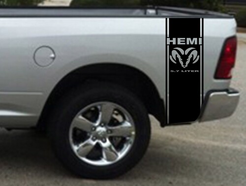 2 adesivi per decalcomanie in vinile per camion Dodge Ram Stripe Ram da 5,7 litri Hemi1