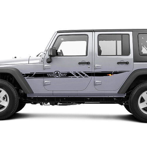 Kit di adesivi in vinile con strisce laterali personalizzate con stella militare consumata per Jeep Wrangler