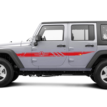 Kit di adesivi in vinile con strisce laterali personalizzate con stella militare consumata per Jeep Wrangler_3