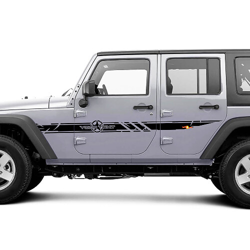 Set di Adesivi in Vinile a Strisce Laterali con Stella Militare Personalizzata Stile Disctressed per Jeep Wrangler