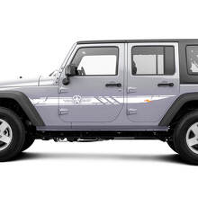 Set di Adesivi in Vinile a Strisce Laterali con Stella Militare Personalizzata Stile Disctressed per Jeep Wrangler_3