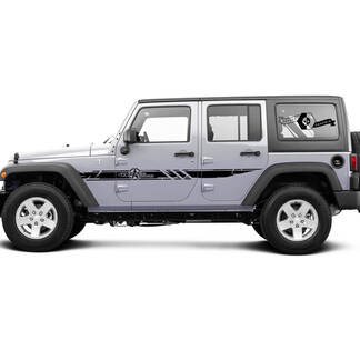 2 Side Jeep Wrangler Destroyed Military Army Star 4x4 Off Road Doors Side Decalcomanie in vinile Grafica Sticker Stily 3
