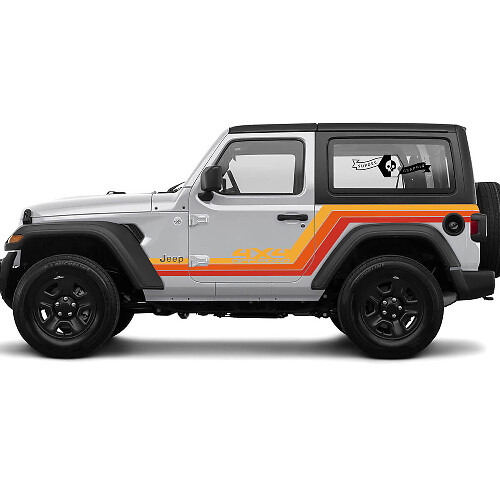 Jeep Rubicon Retrò Vintage 4x4 Fuoristrada Kit strisce da corsa a 2 porte lungo Kit grafico Off Road
