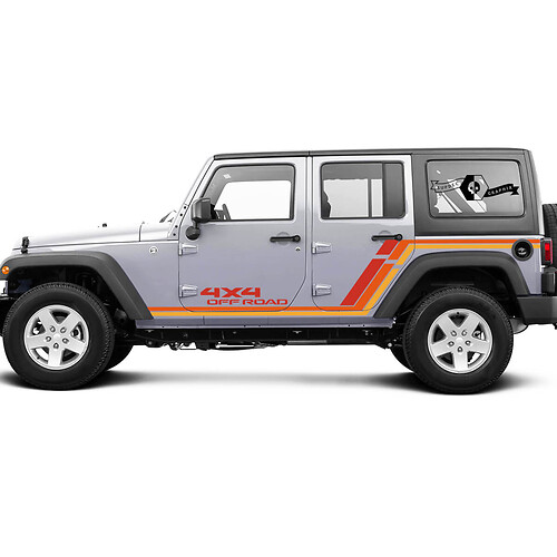 Jeep Rubicon Retro Vintage 4x4 Off-Road 4 porte kit strisce da corsa kit grafici Off Road lunghi
