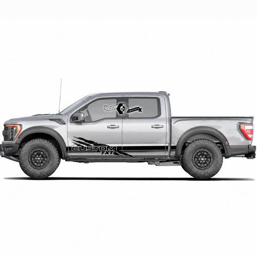 CUSTOM TXT Artiglio Doppia Striscia Coppia Adesivo in Vinile per Minigonne per Ford F-150 2022