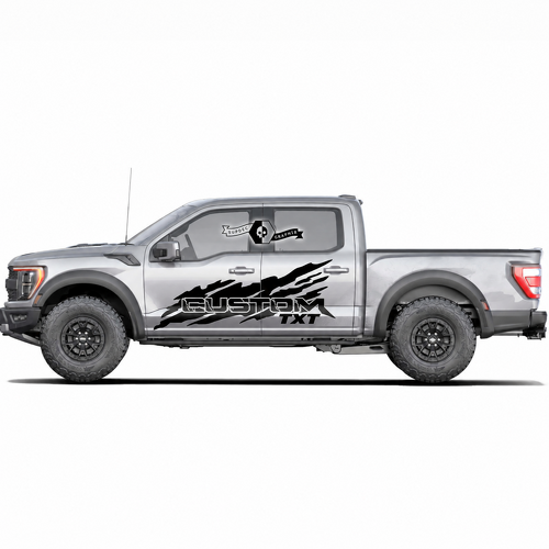 Adesivo in vinile CUSTOM TXT Rising Slash Pair per portiera Ford F-150 2022