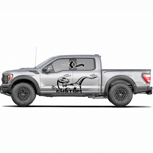 ADESIVO VINILE PER PORTA COPPIA DI Dinosauri CON LETTERE SOLIDE PERSONALIZZATE per Ford F-150 2022