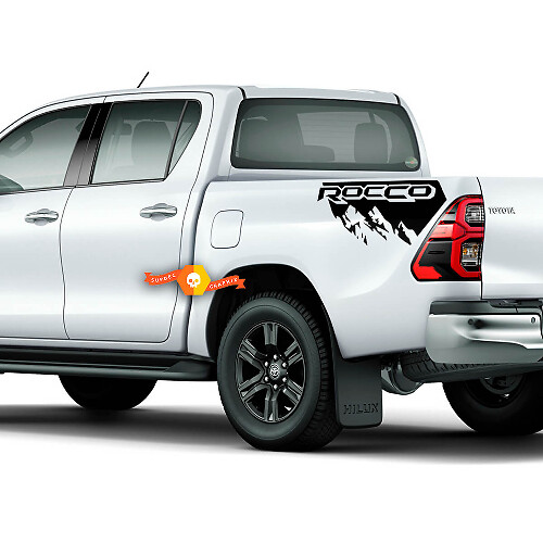 Toyota Hilux 2016 - 2021 Rocco Adesivi Distintivi Trd Tronco Montagne Posteriori Off Road Distrutte

