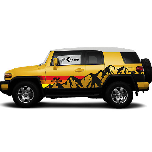 Adesivo Vinile Laterale con Montagne e Strisce Vintage per Toyota FJ Cruiser
