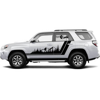 2x Montagne 4Runner Porte laterali Montagna Vinile Montagne Foresta Decalcomanie Adesivi a strisce per Toyota 4Runner TRD
