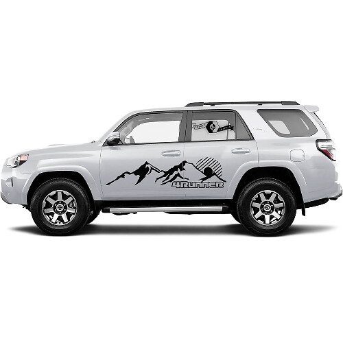 2x Adesivi in vinile per porte laterali 4Runner con montagne WRAP per Toyota 4Runner TRD
