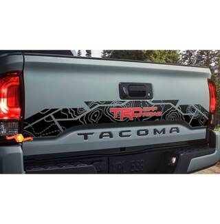 TRD 4x4 PRO Sport Off Road Mappa topografica Portellone posteriore Vinile Decalcomania degli adesivi adatta per Toyota Tacoma 16-21
