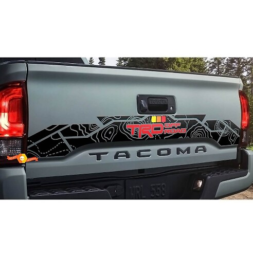 Adesivo in vinile per portellone TRD Off Road Mappa Topografica per Toyota Tacoma 2016-2024
