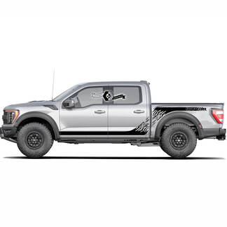 2 paia Ford F150 Raptor 2020-2022 Nuovo letto laterale e adesivo decalcomania grafica Raptor Side Rocker Panel
