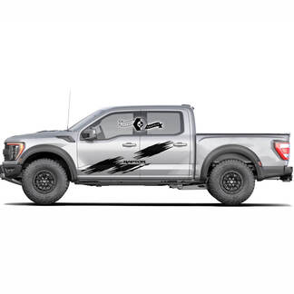 Coppia adesivo decalcomania grafica laterale logo Ford F150 Raptor 2020-2022 Distressed Doors
