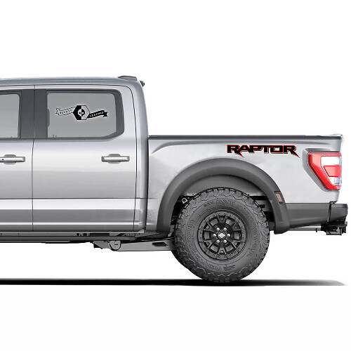 Coppia adesivo grafico decalcomania logo laterale Ford F150 Raptor 2020-2022 a 2 colori
