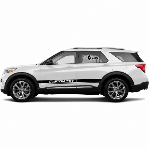 CUSTOM TXT Coppia di strisce doppia linea Adesivo in vinile per battitacco Ford Explorer 2021