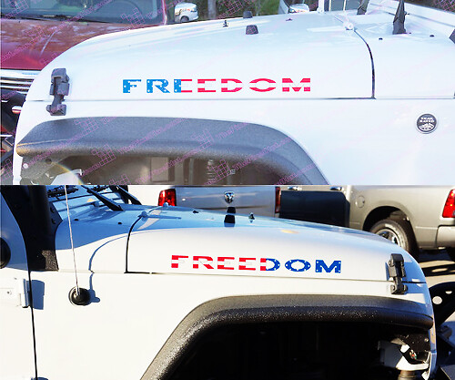 Set di Decalcomanie in Vinile per Cofano Stile Bandiera USA Freedom per Jeep Wrangler