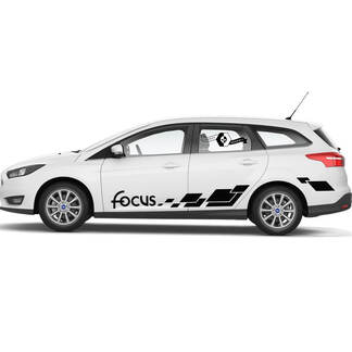 Coppia kit grafiche decalcomanie strisce laterali Ford Focus Checkered FLAG
